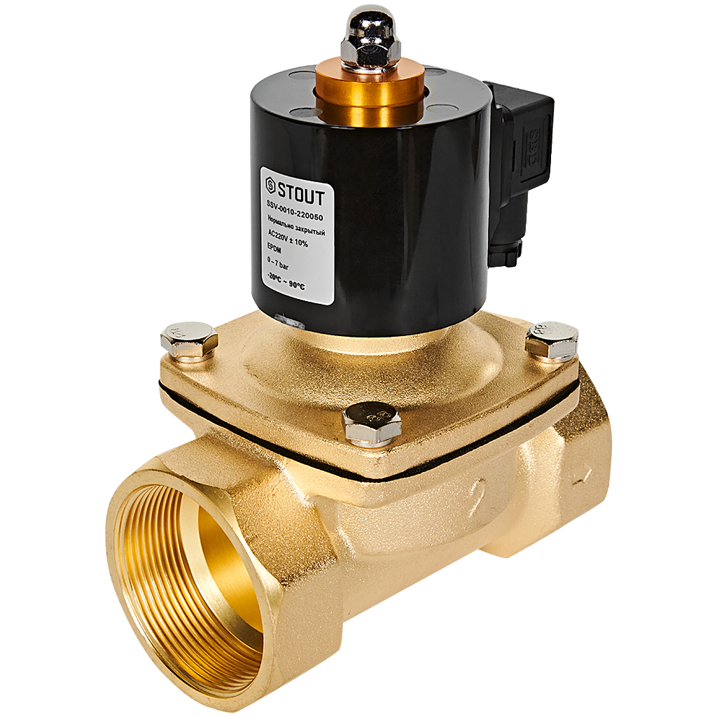 Клапан соленоидный (электромагнитный) STOUT прямого действия НЗ 220В G2 SSV-0010-220050