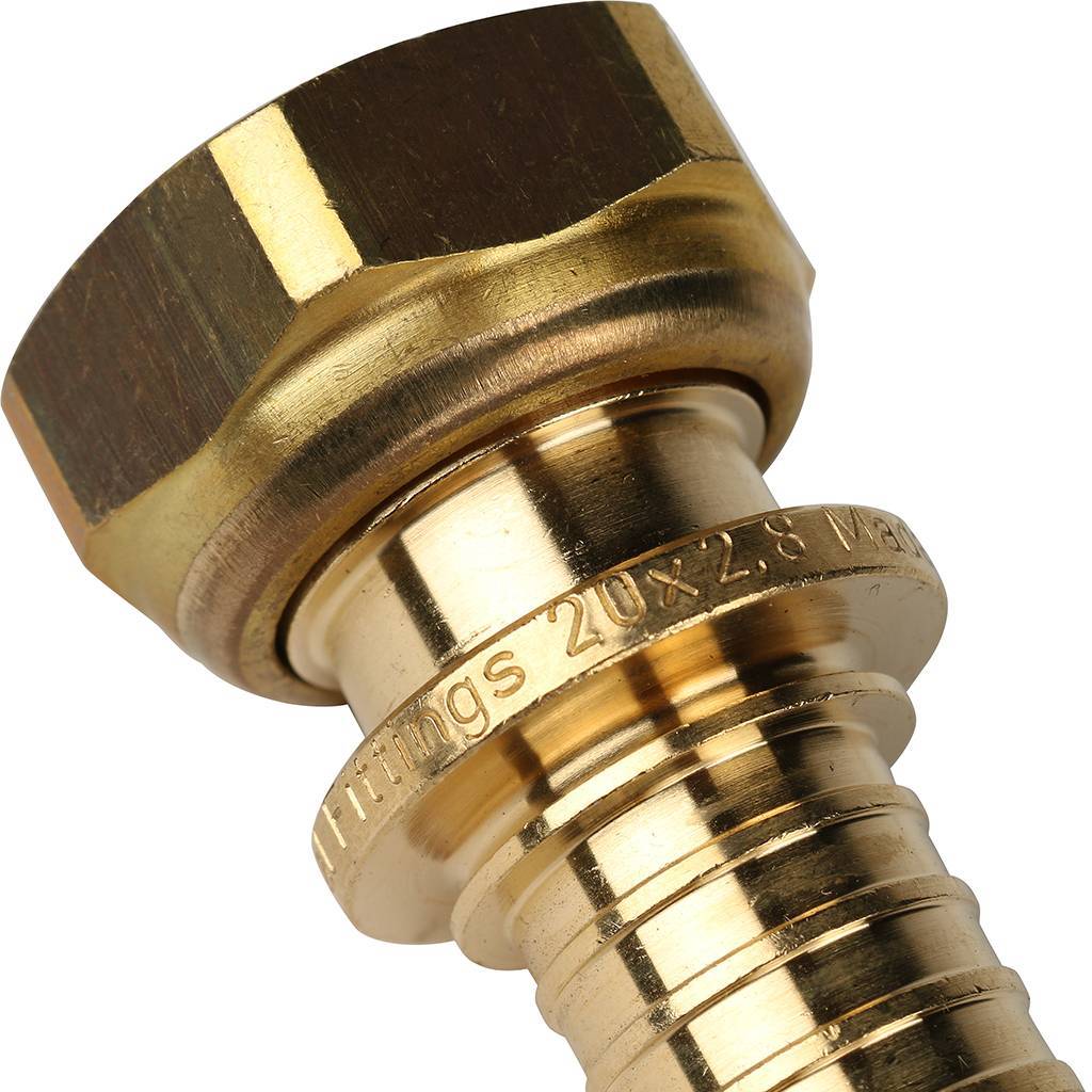 Переходник STOUT с накидной гайкой (евроконус) 20xG 3/4 для труб из сшитого полиэтилена аксиальный, SFA-0034-002034