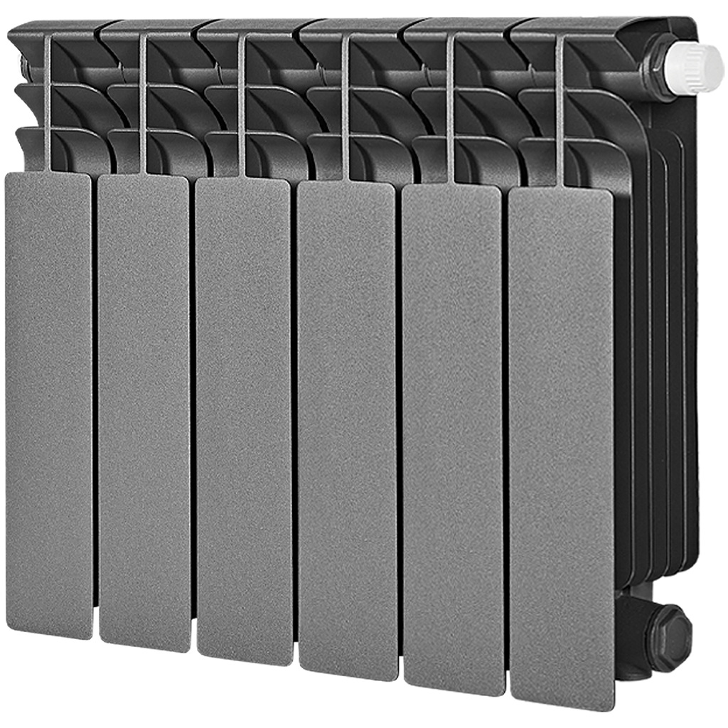 Радиатор биметаллический нижнее правое подключение STOUT TITAN VENTIL 350 6 секций (графит RAL 7024), SRB-3320-035006 7024