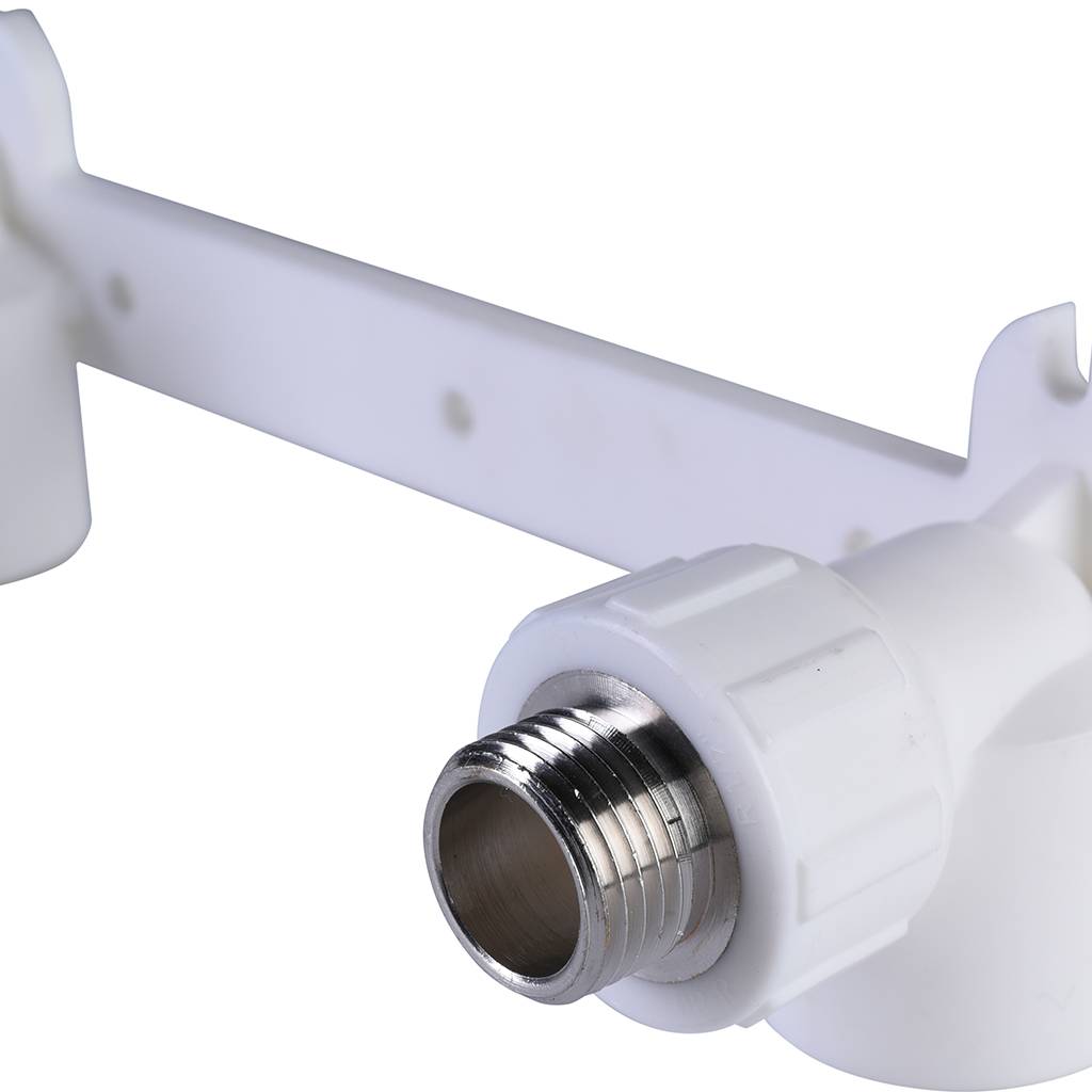 Настенный комплект Политэк 25х1/2 с наружной резьбой для смесителя для полипропиленовых труб под сварку (цвет белый), 9600102512