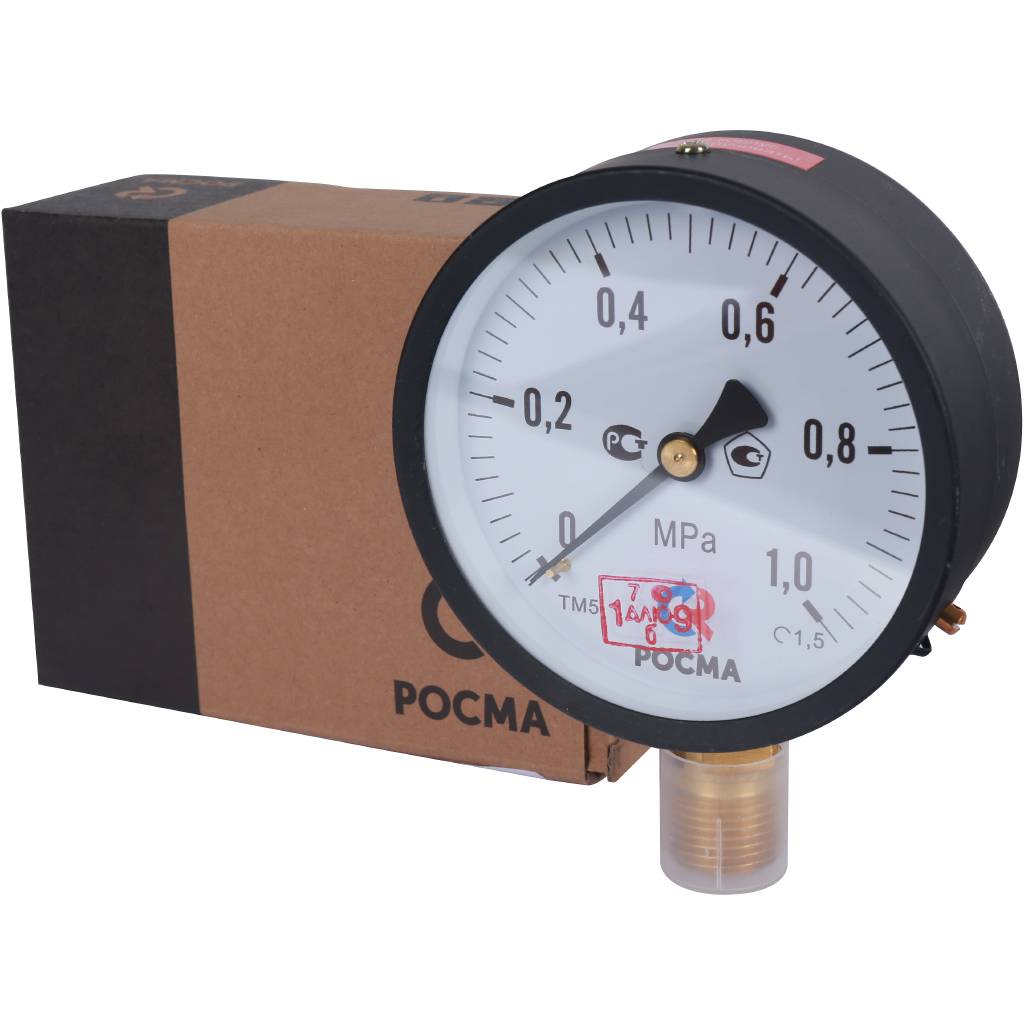 РОСМА Манометр стандартный 100 мм 150 градусов 1/2 давление 1 МРа ТМ-510Р