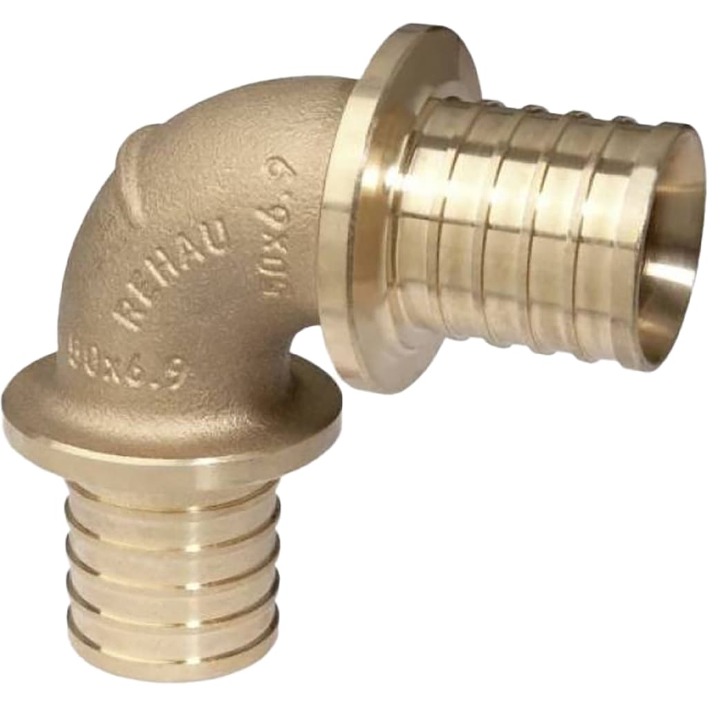 Угольник РЕХАУ RAUTITAN 90°, 50 RX+ для труб из сшитого полиэтилена аксиальный, 14563071001