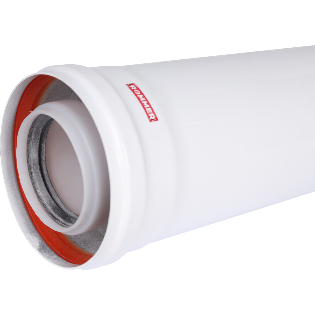 Удлинитель дымохода конденсационный коаксиальный ROMMER D60(п-м)/100(м-п), L250, RCA-8610-000250