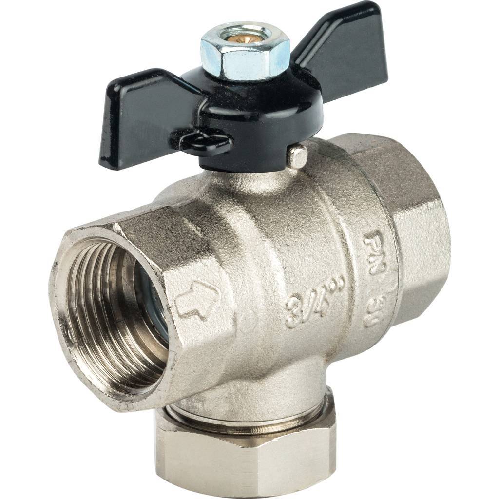 Кран шаровой STOUT с фильтром 3/4 (ручка-бабочка), SVF 0002 000020