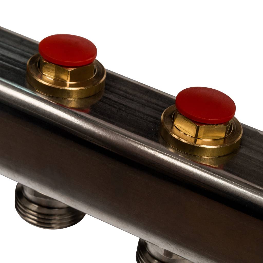 Коллектор из нержавеющей стали без расходомеров, с клапаном вып. воздуха и сливом STOUT 4 выхода, SMS-0932-000004