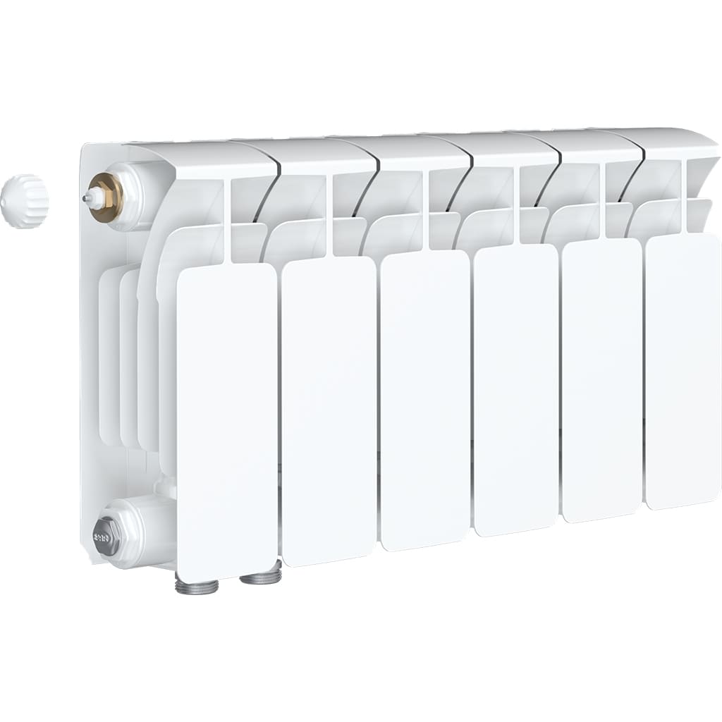 Радиатор биметаллический RIFAR BASE VENTIL 200 BVL 6 секций нижнее левое подключение (белый RAL 9016), 1RB20.VL-6