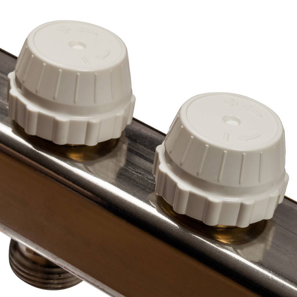 Коллектор из нержавеющей стали без расходомеров, с клапаном вып. воздуха и сливом STOUT 5 выходов, SMS-0932-000005