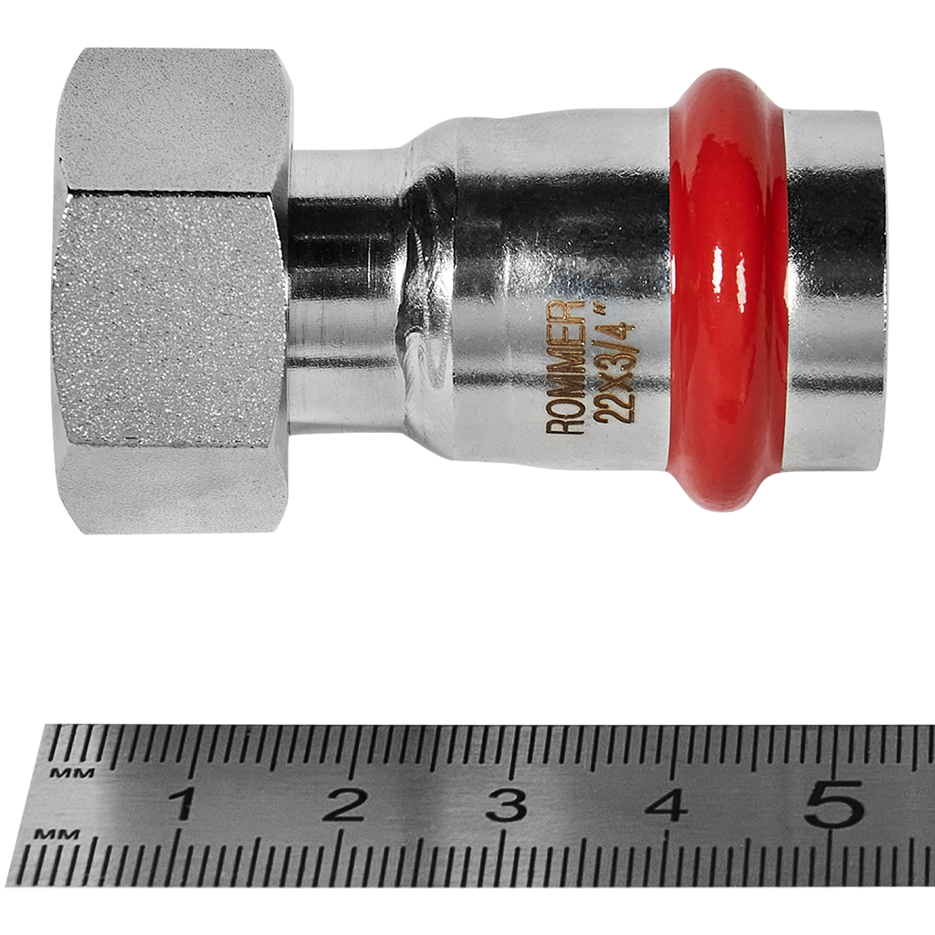 Переходник ROMMER с накидной гайкой-ВР 22х3/4 из нержавеющей стали прессовой