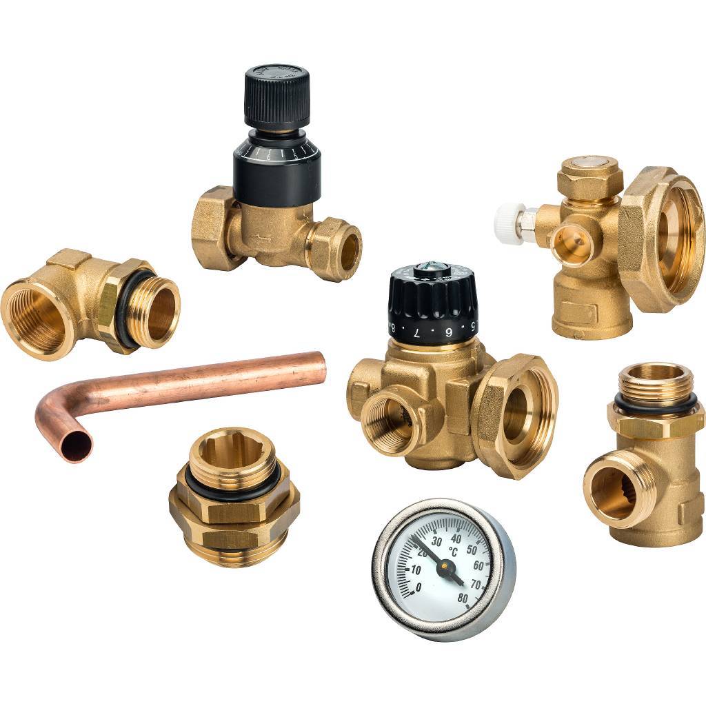 Насосно-смесительный узел STOUT с термостатическим клапаном и байпасом, без насоса, *SDG-0020-002000