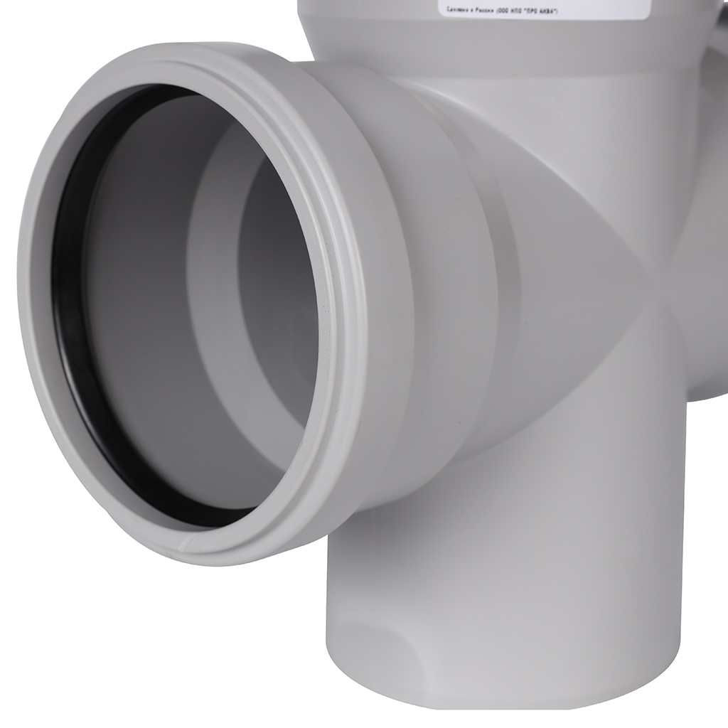 Крестовина одноплоскостная канализационная бесшумная STOUT D 110 х 110 х 110 / 87,5°