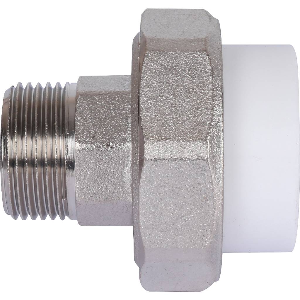 Муфта разъемная с наружной резьбой Политэк 32х3/4 для полипропиленовых труб под сварку (цвет белый)