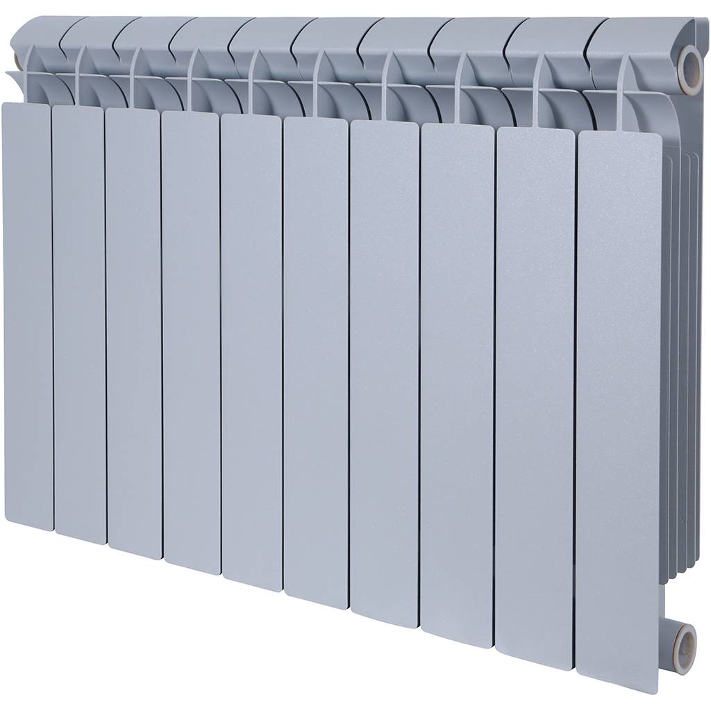 Радиатор биметаллический Global STYLE PLUS 500 10 секций боковое подключение (цвет cod.08 grigio argento opaco metallizzato 2676 (серый)), 155271