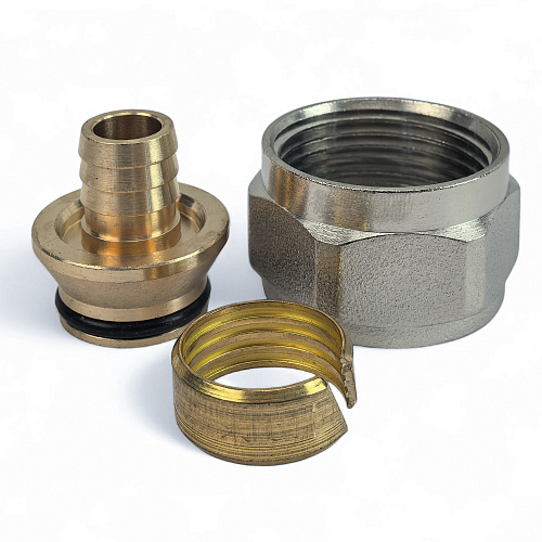 Соединитель евроконус аксиальный, латунь,16х2,0х3/4, желтый, RTP