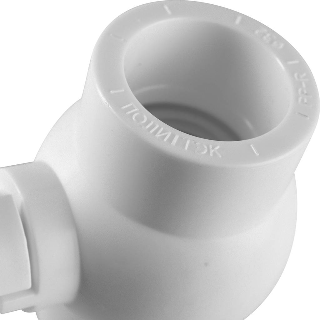 Кран шаровой Политэк d=32 для полипропиленовых труб под сварку (цвет белый)