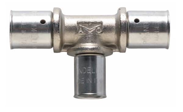 Переходной тройник Prandelli Multyrama (26.3х16,2х26.3) для металлопластиковых труб прессовой, 109.31.61.6