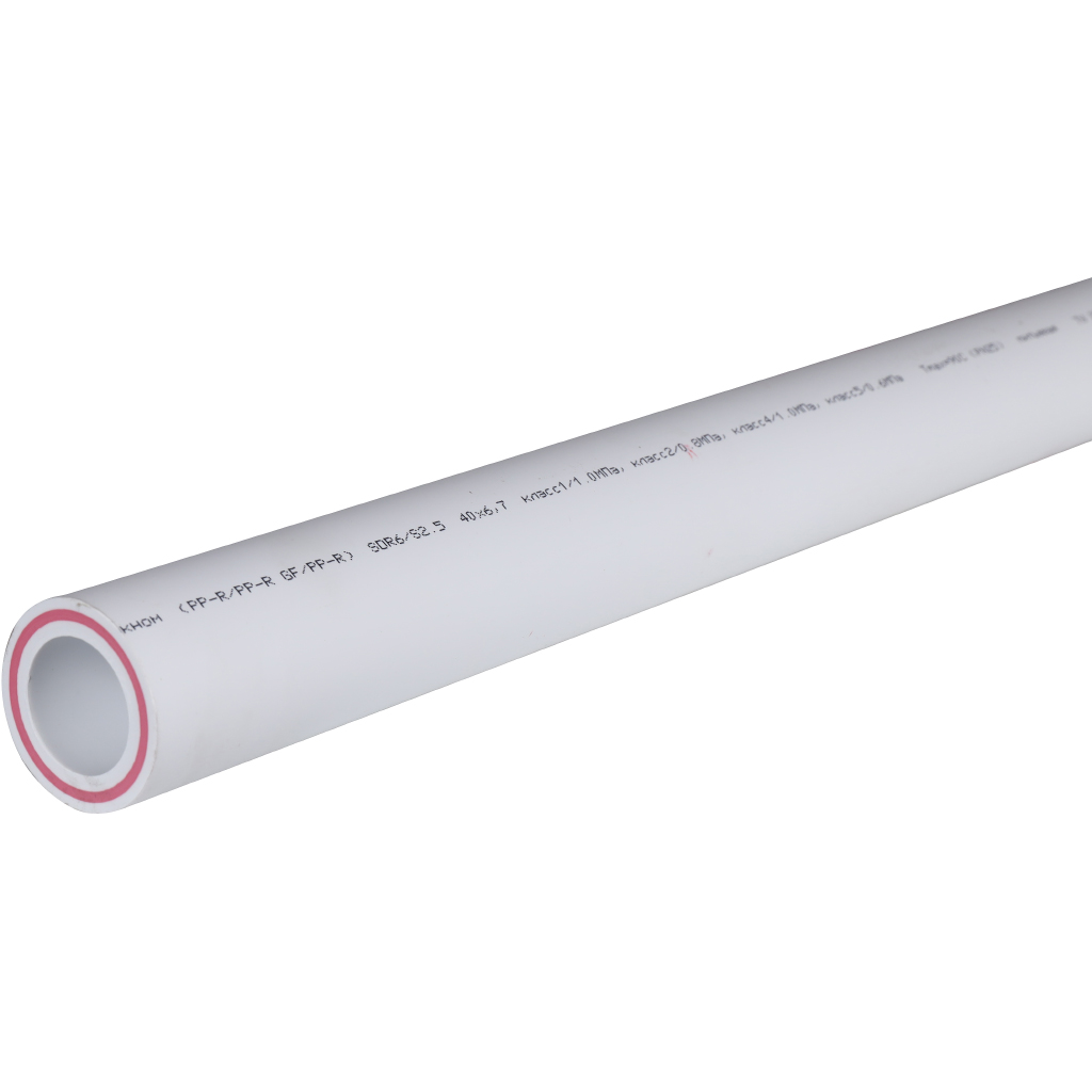 Труба полипропиленовая армированная Политэк d=40х6,7 (PN 25) (стекловолокно) (цвет белый), 9250040067