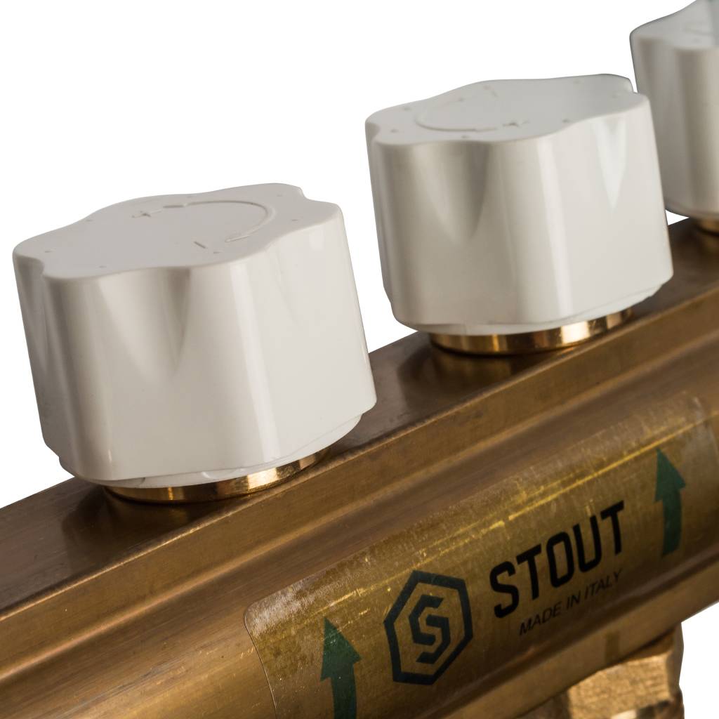 Распределительный коллектор из латуни с расходомерами STOUT 6 выходов, SMB 0473 000006