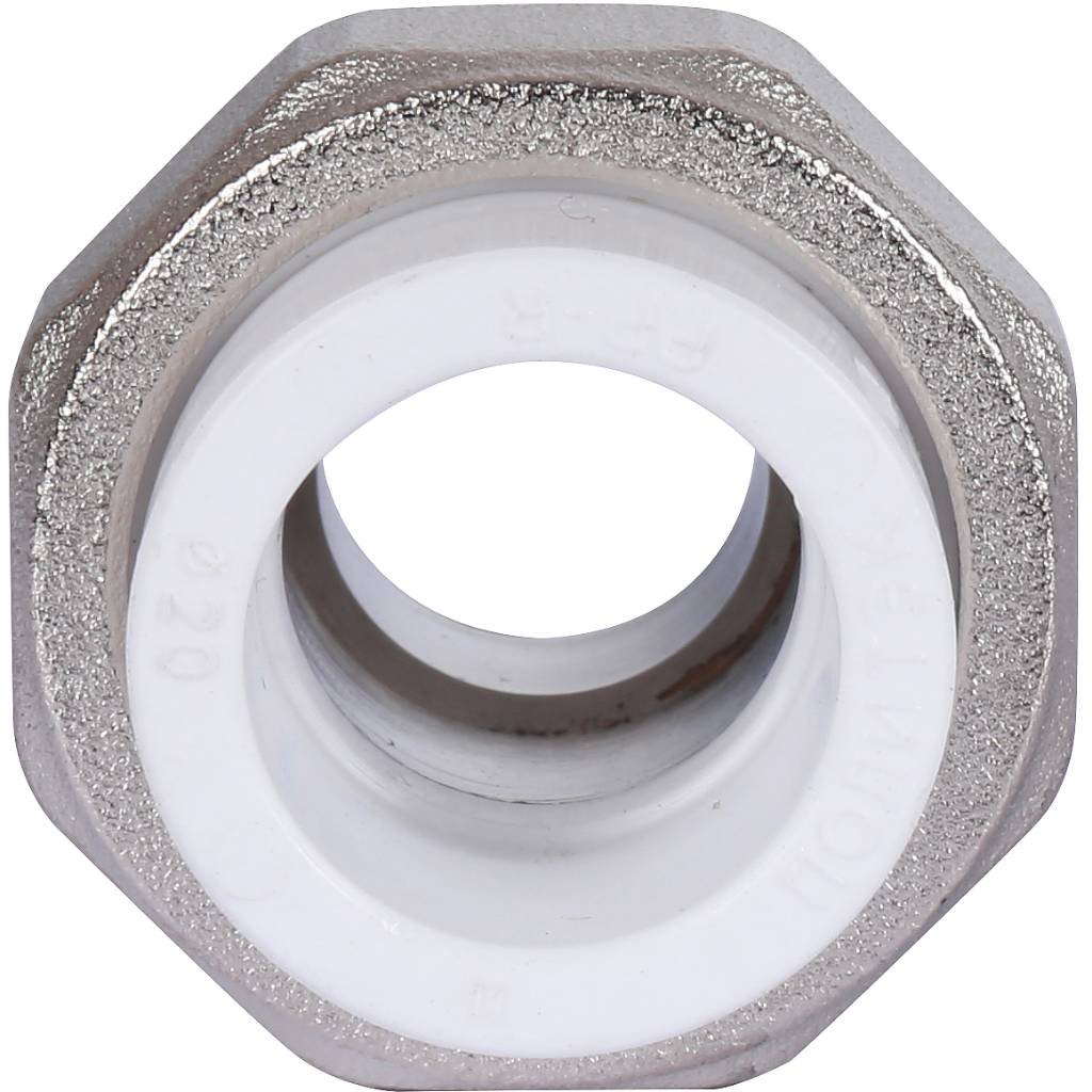 Муфта разъемная с наружной резьбой Политэк 20х1/2 для полипропиленовых труб под сварку (цвет белый), 9800002012