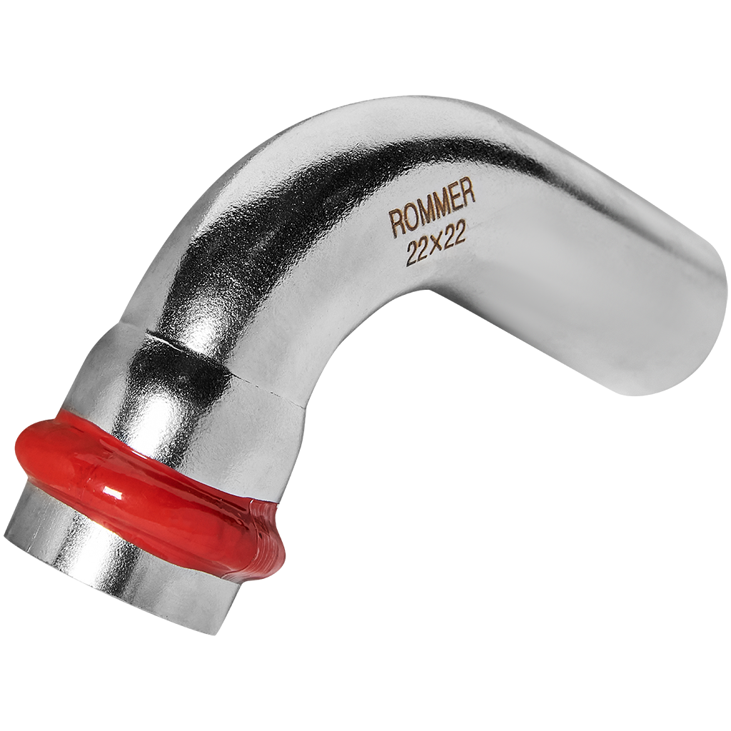Угольник ROMMER однораструбный 90°-НПр, 22, из нержавеющей стали прессовой