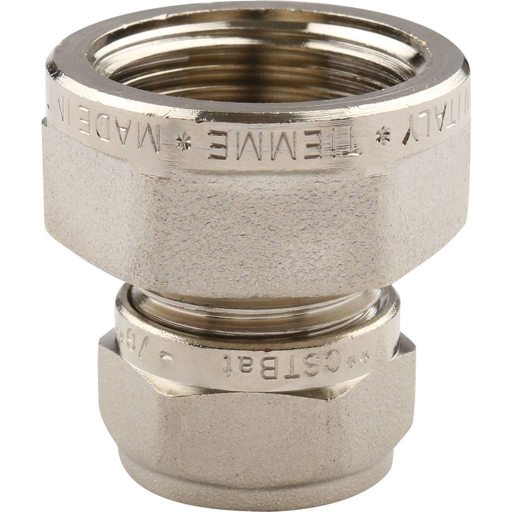 Муфта TIEMME с внутренней резьбой (16х2.0х3/4) для металлопластиковых труб винтовой, 1600035
