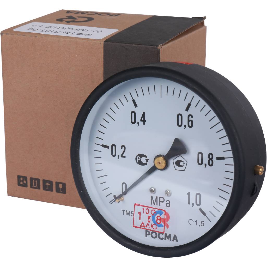 Манометр РОСМА 100 мм 150 градусов 1/2 давление 1 МРа ТМ-510Т