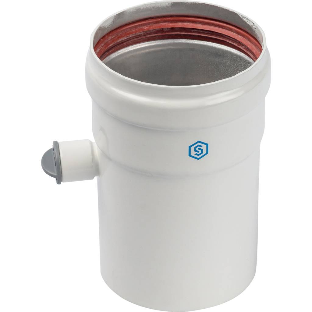 Элемент дымохода STOUT DN80 труба 125 мм п/м с ревизионным патрубком, SCA-0080-010125