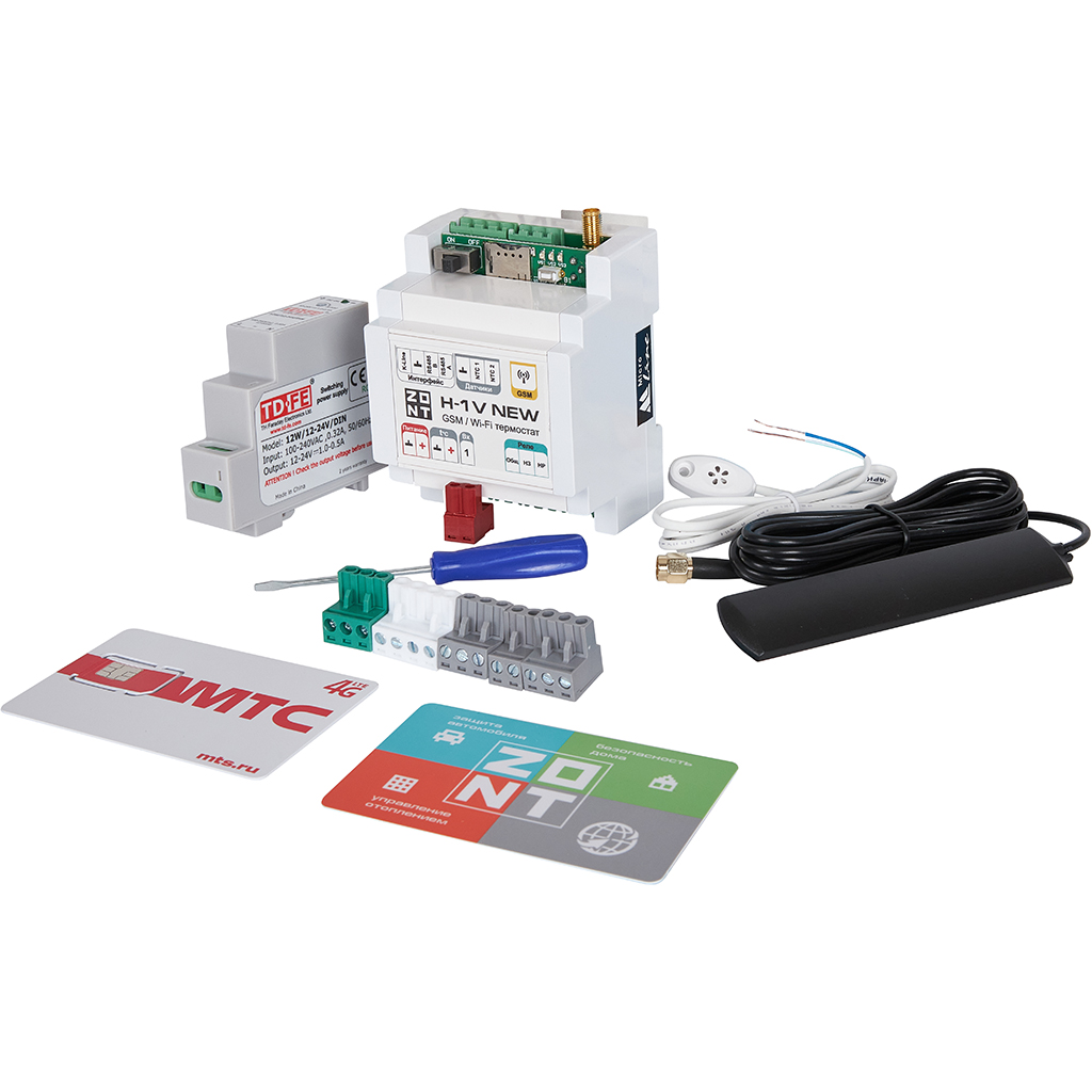 Термостат ZONT H-1V New GSM-Climate с GSM-модулем и адаптером 220/12 В, ML00005890