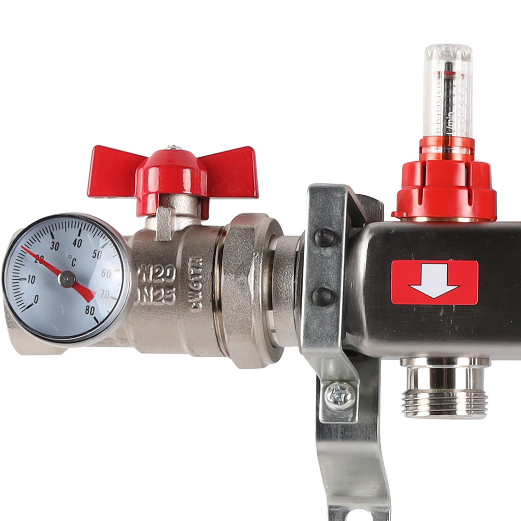 Коллектор из нержавеющей стали в сборе с расходомерами ROMMER 7 выходов, RMS-1210-000007