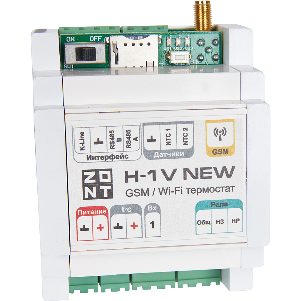 Термостат ZONT H-1V New GSM-Climate с GSM-модулем и адаптером 220/12 В, ML00005890