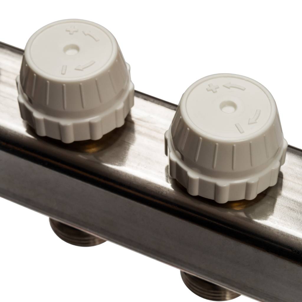 Коллектор из нержавеющей стали без расходомеров, с клапаном вып. воздуха и сливом STOUT 11 выходов, SMS-0932-000011