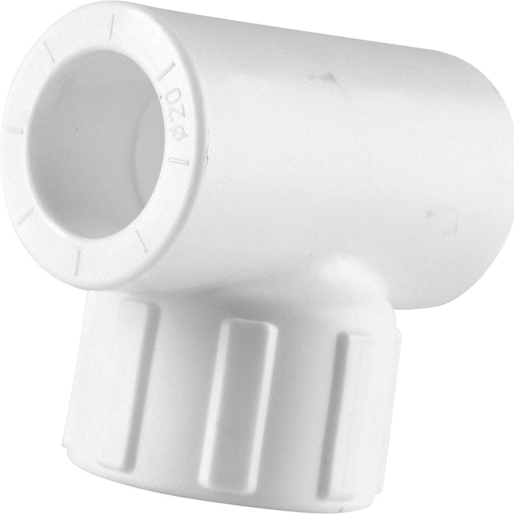 Тройник Политэк 20х1/2 с внутренней резьбой для полипропиленовых труб под сварку (цвет белый)