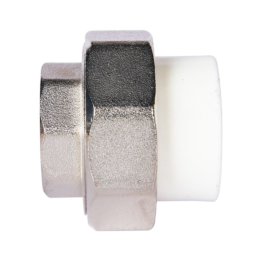 Муфта комбинированная Pro Aqua d=25-3/4 PP-R разъемная (американка) УСИЛЕННАЯ ВР Белая