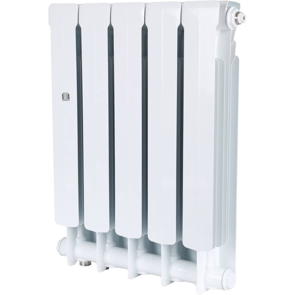 Радиатор биметаллический STOUT Space 500 5 секций нижнее правое подключение RAL9016, SRB-0320-050005