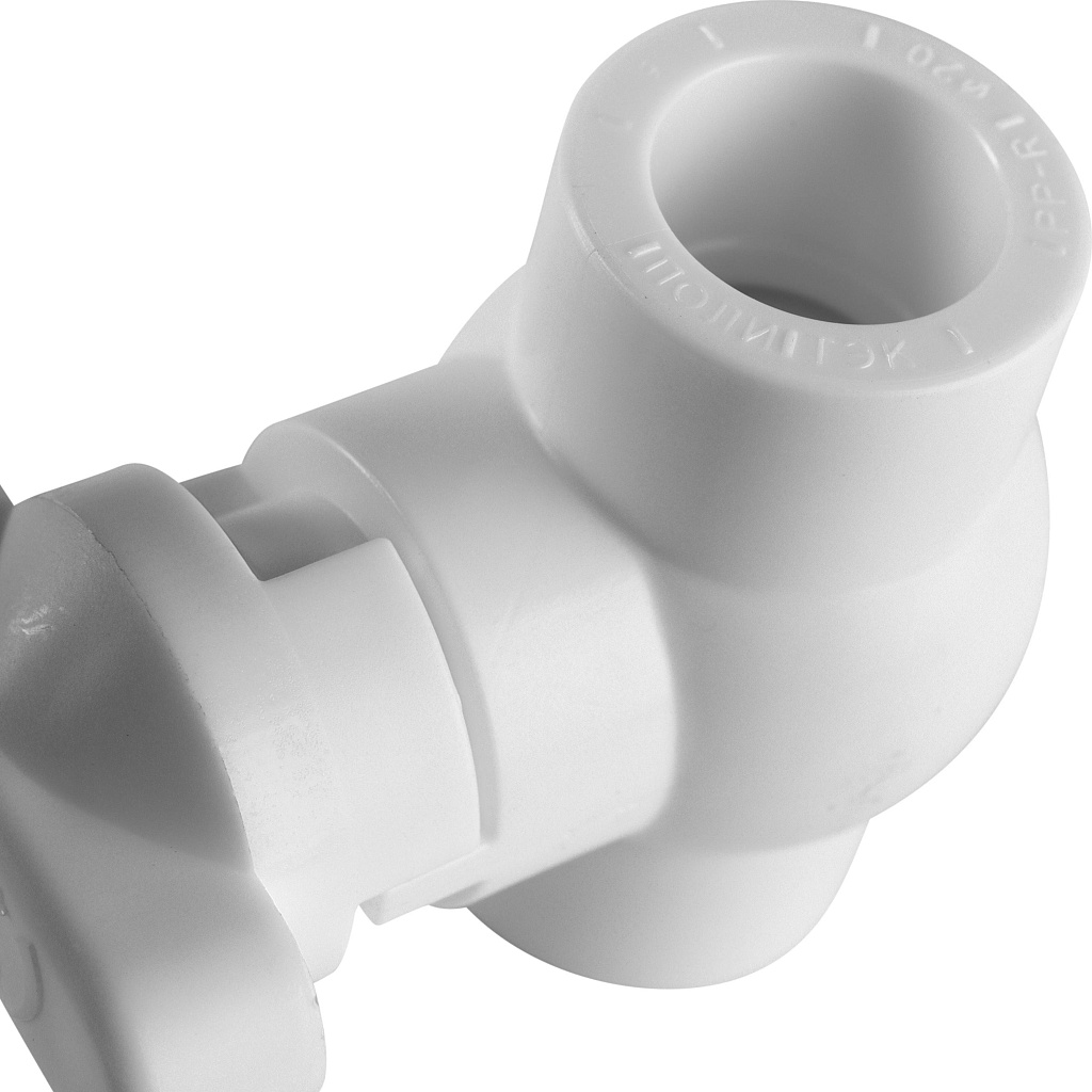 Кран шаровой Политэк d=20 для полипропиленовых труб под сварку (цвет белый)