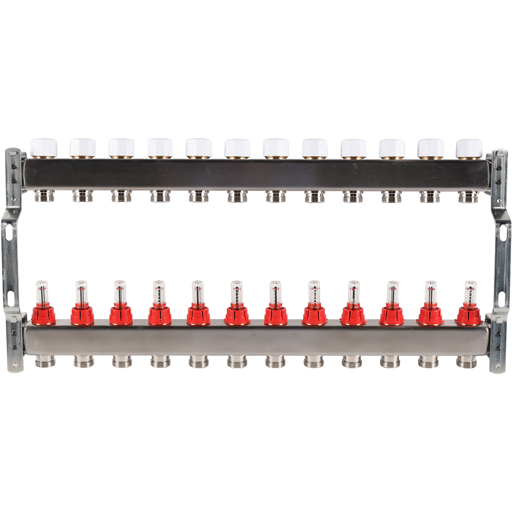 Коллектор из нержавеющей стали с расходомерами ROMMER 12 выходов