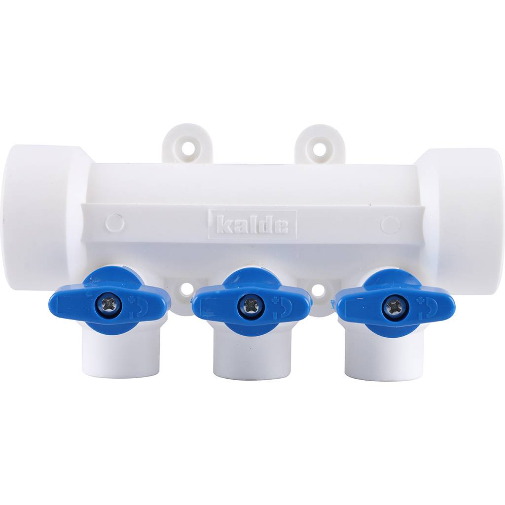 Коллектор с воздухоотводчиком и запорными кранами Kalde (3 выхода)