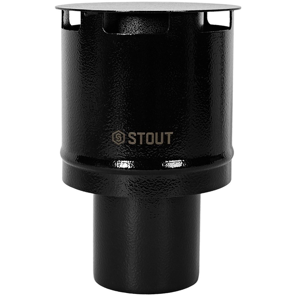 STOUT SCR-0080-800011 STOUT Оголовок вертикальный с ветрозащитой сварной традиц. D80(п) ЧЕРНЫЙ узкий, SCR-0080-800011
