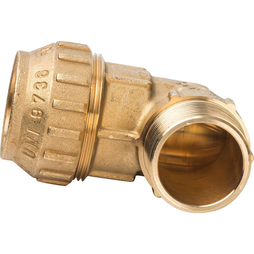 Угольник TIEMME с наружной резьбой 40х1 1/4 для труб ПНД винтовой, 3400044