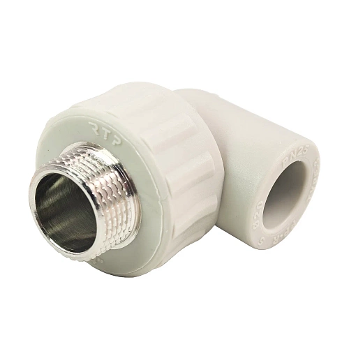 Угольник комбинированный PPR наружная резьба 20х 3/4,  серый, РТП