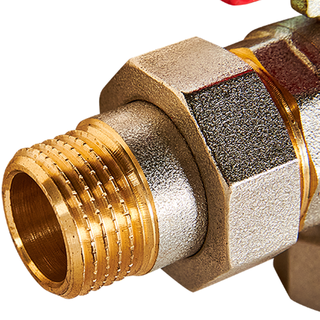 Кран шаровой угловой с американкой ROMMER ВР/НР, ручка бабочка 1/2