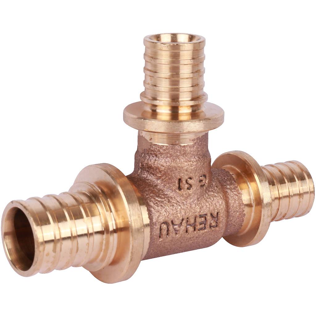 Тройник РЕХАУ RAUTITAN PLATINUM с уменьшенным боковым и торцевым проходами 20-16-16 RX для труб из сшитого полиэтилена аксиальный