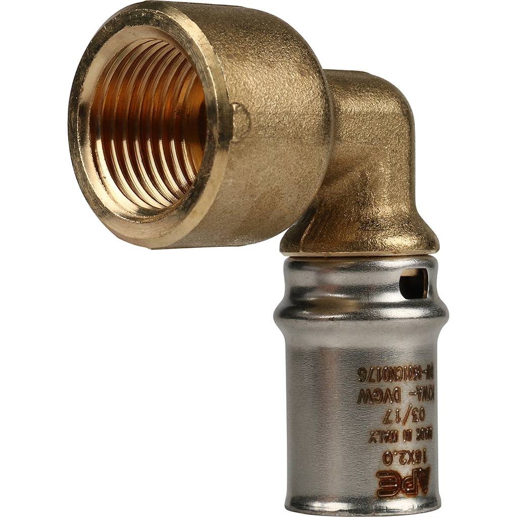 Угольник-переходник STOUT с внутренней резьбой 1/2 х16 для металлопластиковых труб прессовой, SFP-0010-001216