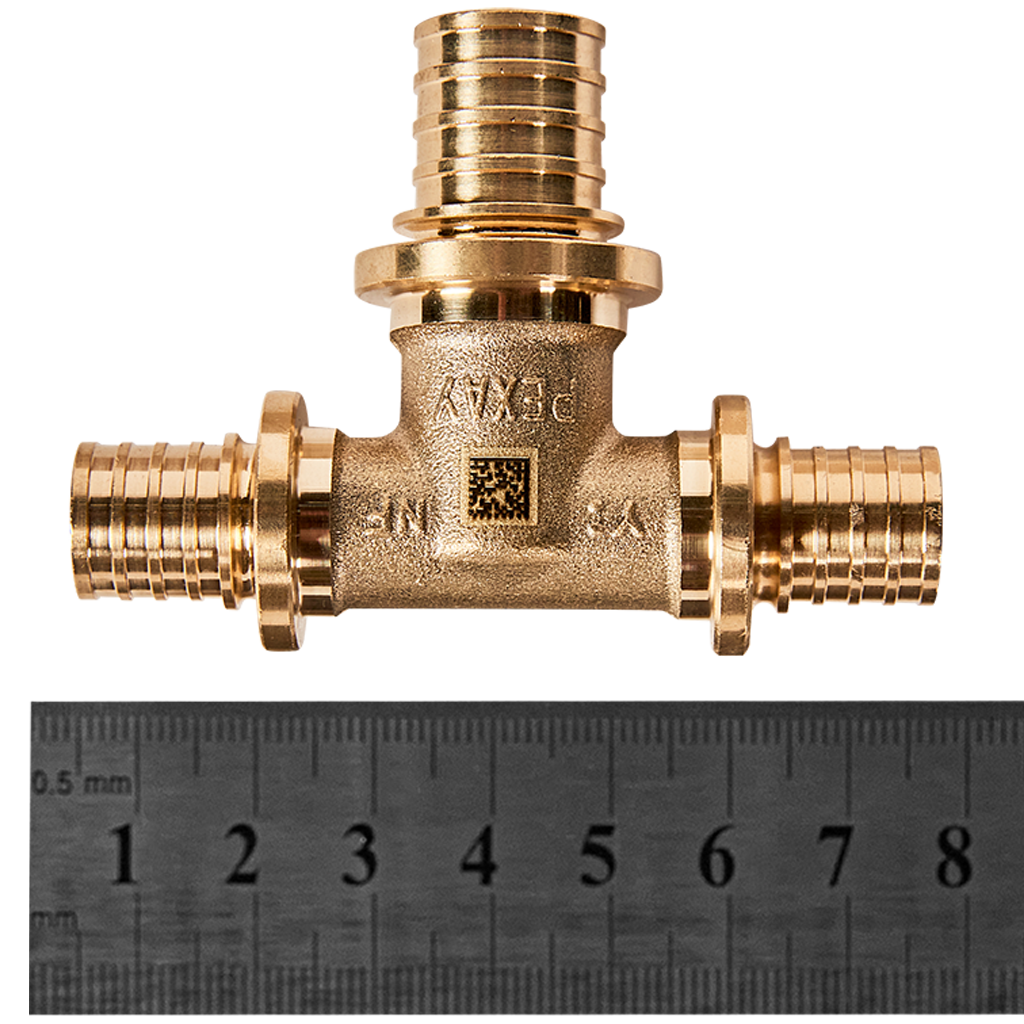 Тройник РЕХАУ с увеличенным боковым проходом 16-20-16 MX для труб из сшитого полиэтилена аксиальный