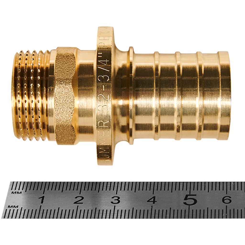 Переходник с наружной резьбой ROMMER 32xG 3/4 для труб из сшитого полиэтилена аксиальный, RFA-0001-003234