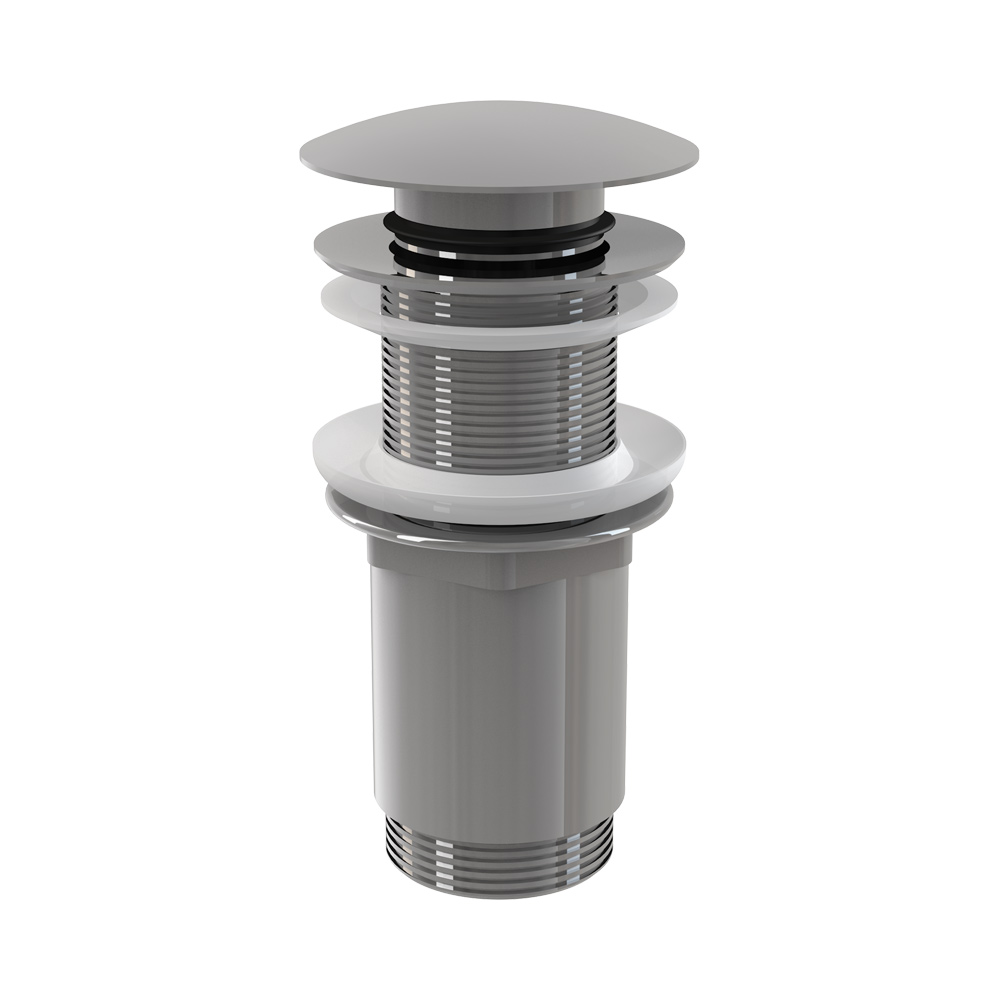 Донный клапан сифона для умывальника AlcaPlast CLICK/CLACK 5/4 , цельнометаллический с большой заглушкой, без перелива, для пластиковых и стеклянных умывальников, A395