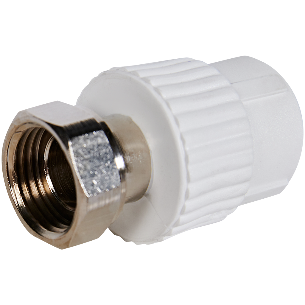 Муфта Pro Aqua d=20-1/2 PP-R с накидной гайкой Белая