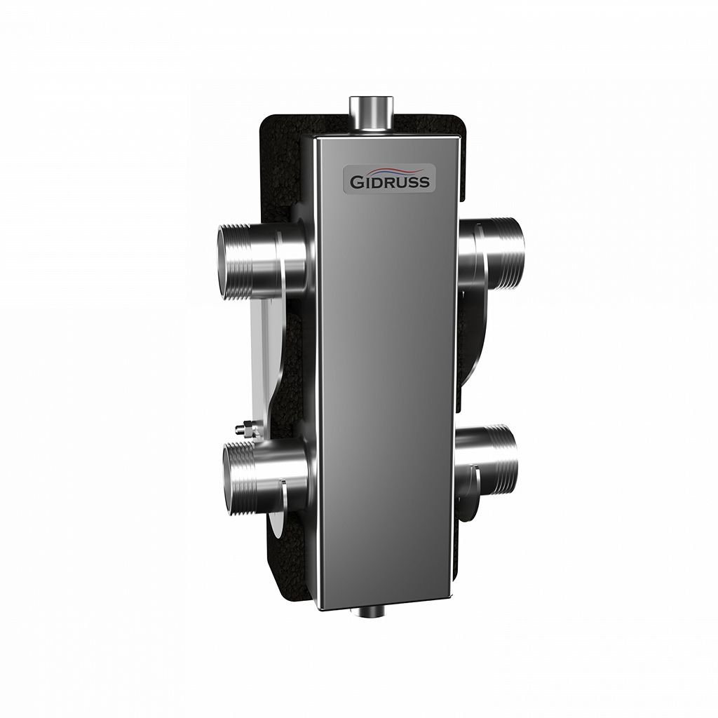 Гидравлический разделитель GIDRUSS GRSS-80-32.EPP (нерж., до 80 кВт, G 1, корпус 80х80x2 ст.08Х18Н10, EPP-термоизоляция), GR 80GAT 04
