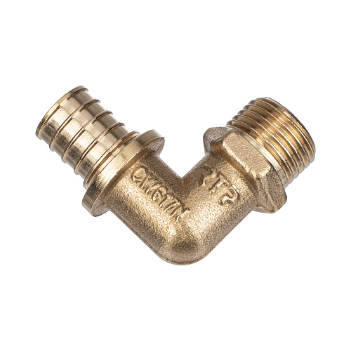 Угольник аксиальный, латунь, наружная резьба,20х1/2, желтый, RTP