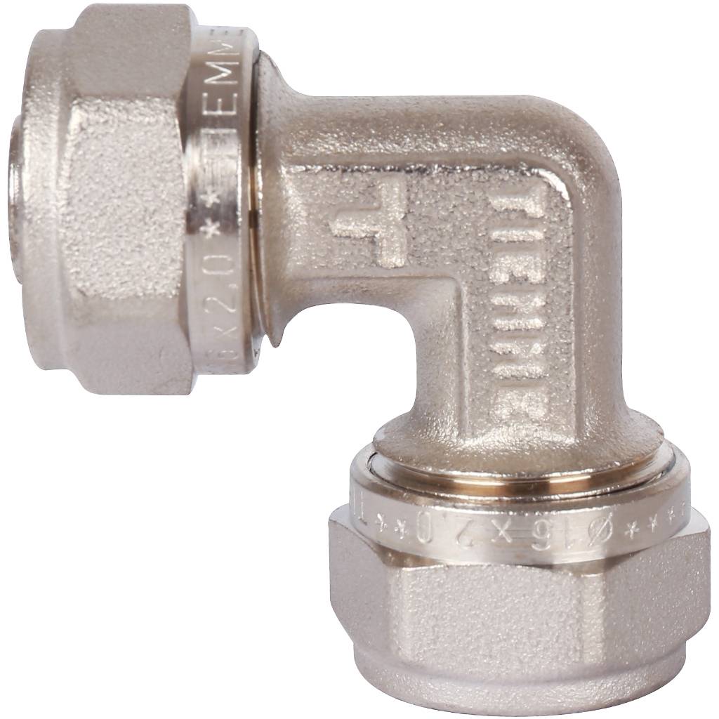 Угольник TIEMME 90° (16х2.0) для металлопластиковых труб винтовой, 1600008