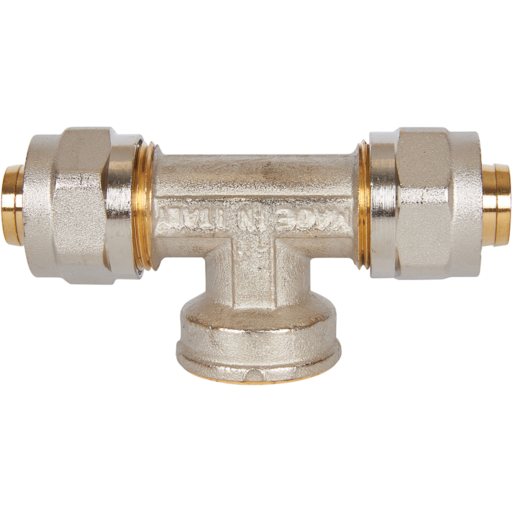 Тройник-переходник STOUT с внутренней резьбой 3/4 х20 для металлопластиковых труб винтовой, SFS-0012-003420